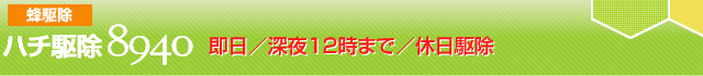 ハチ駆除8940　即日／深夜12時まで／休日駆除